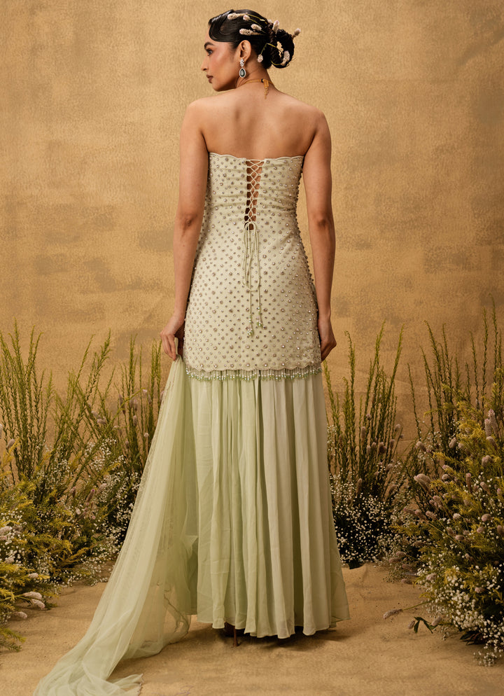 Mint Green Georgette Kurta Sharara