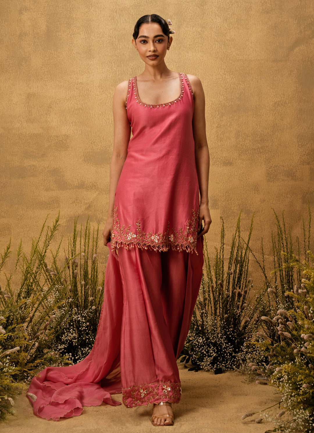 Pink Chanderi Silk Kurta Salwar