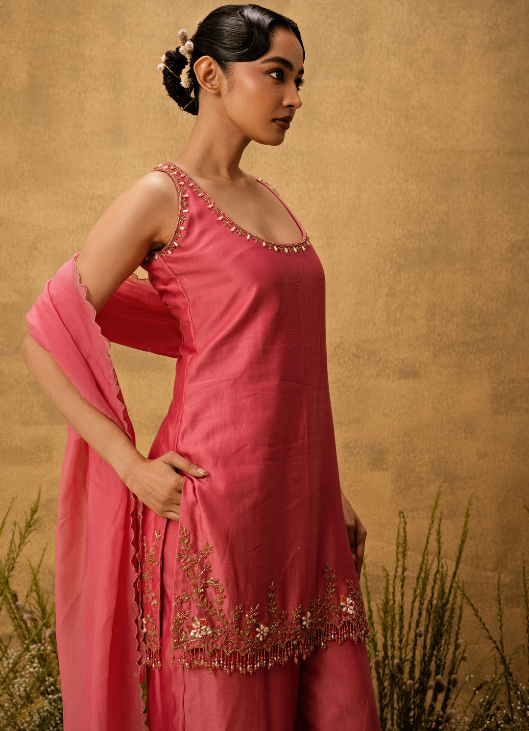Pink Chanderi Silk Kurta Salwar