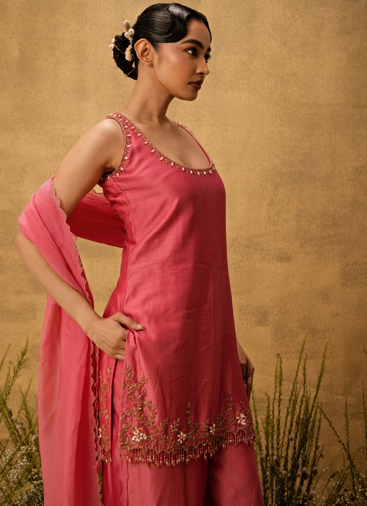 Pink Chanderi Silk Kurta Salwar