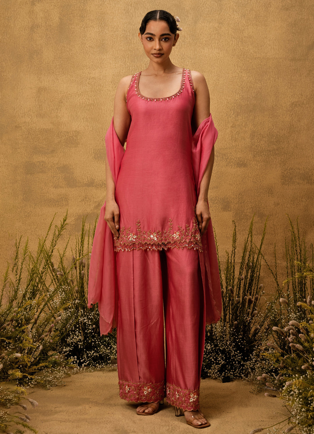 Pink Chanderi Silk Kurta Salwar