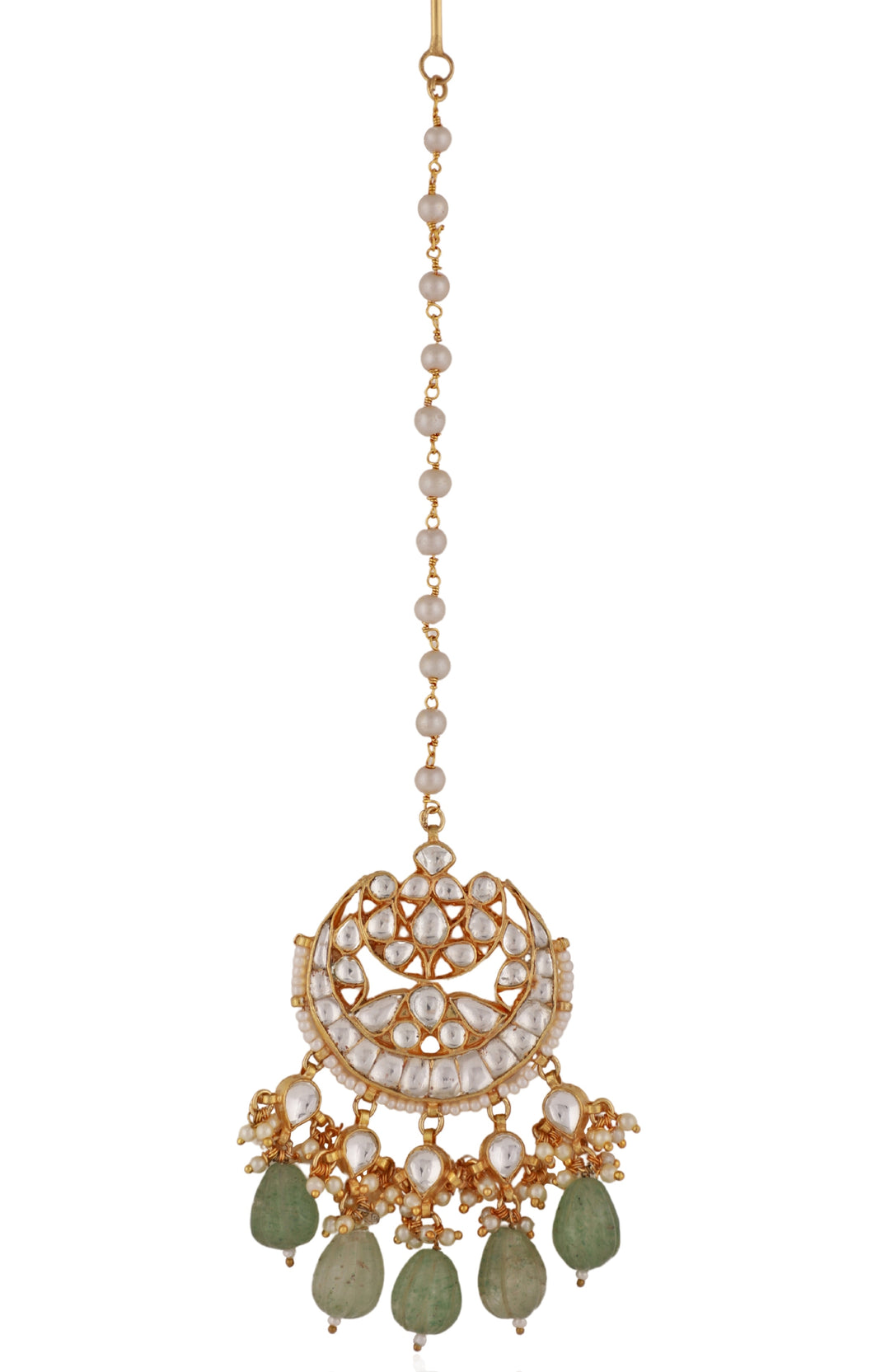 Sea Green And White Stone Chand Tikka