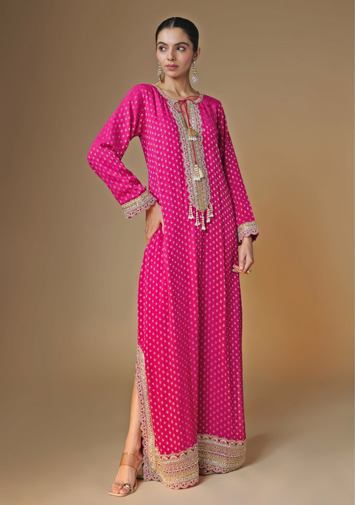 Pink Banarasi Georgette Kaftan