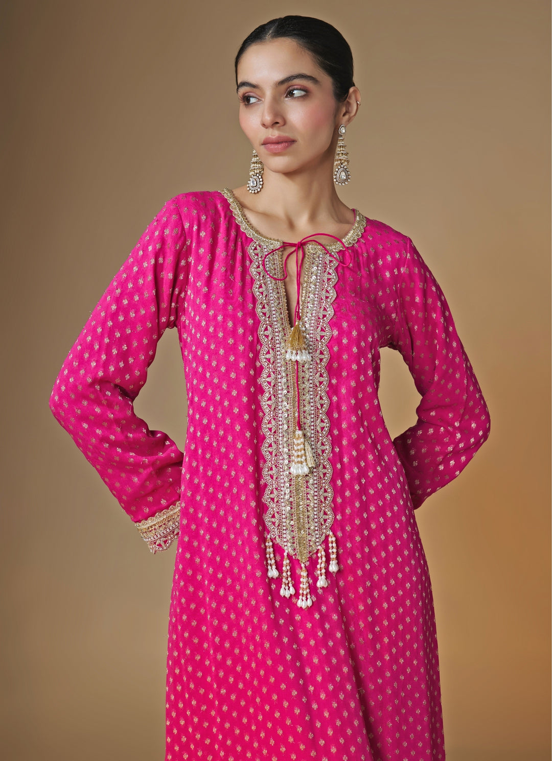 Pink Banarasi Georgette Kaftan