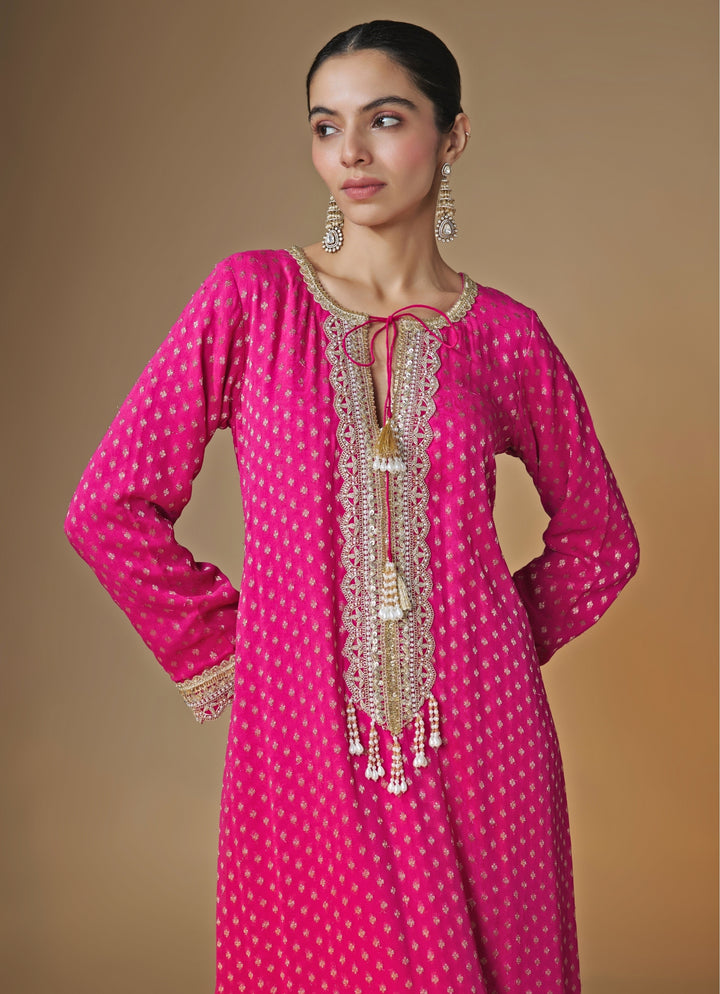 Pink Banarasi Georgette Kaftan