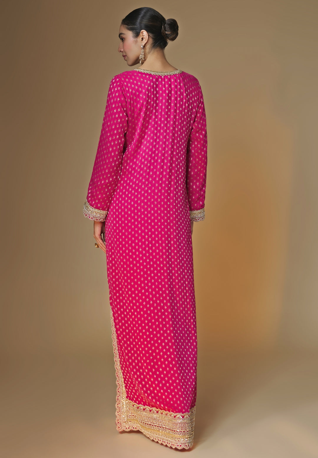 Pink Banarasi Georgette Kaftan