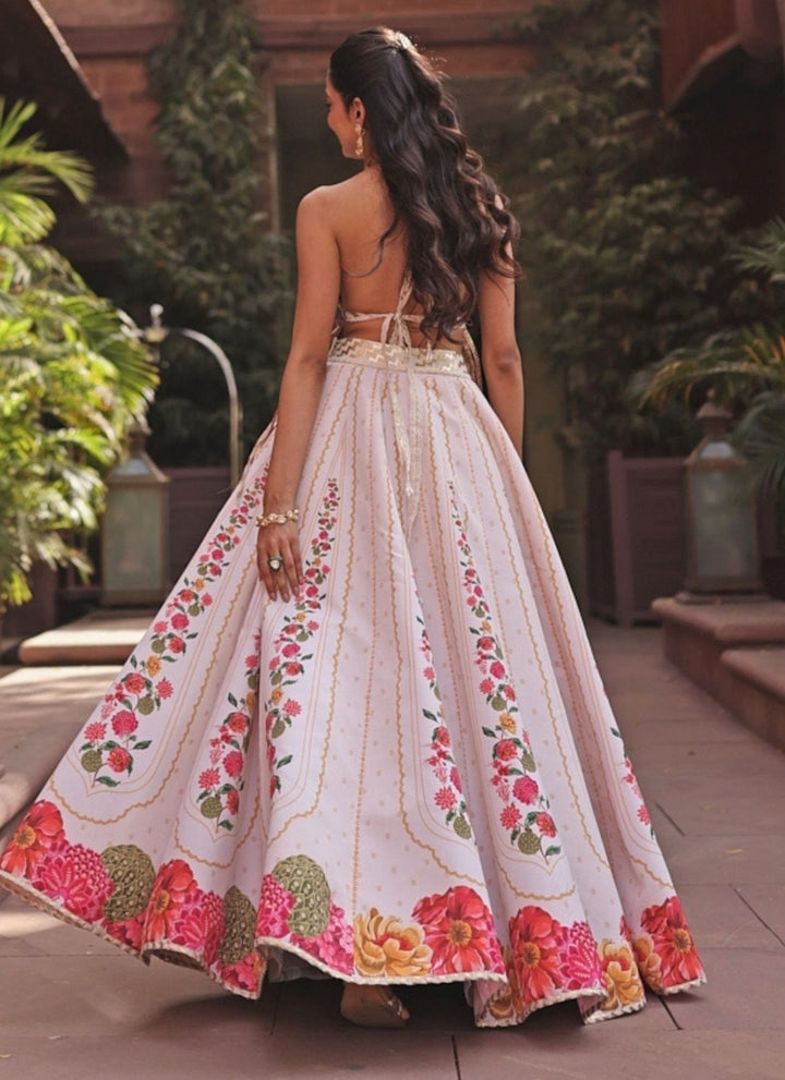 Ivory Crepe Lehenga Set