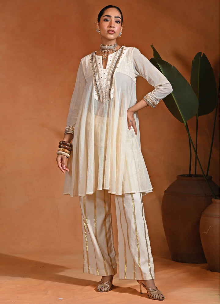 Ivory Linen Kurta Pants Set