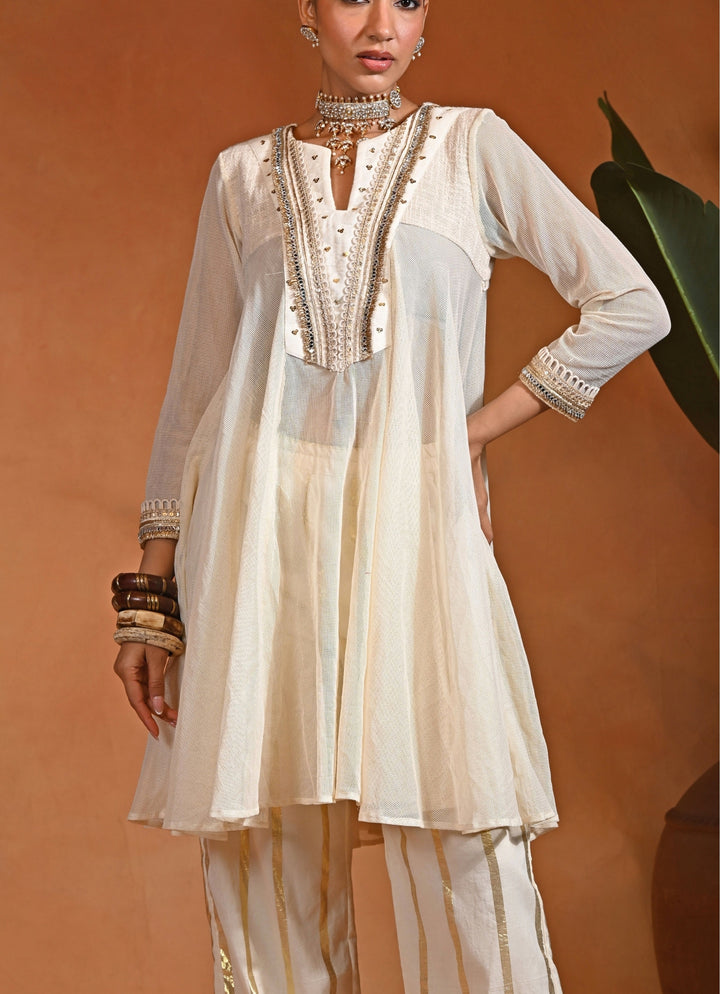 Ivory Linen Kurta Pants Set