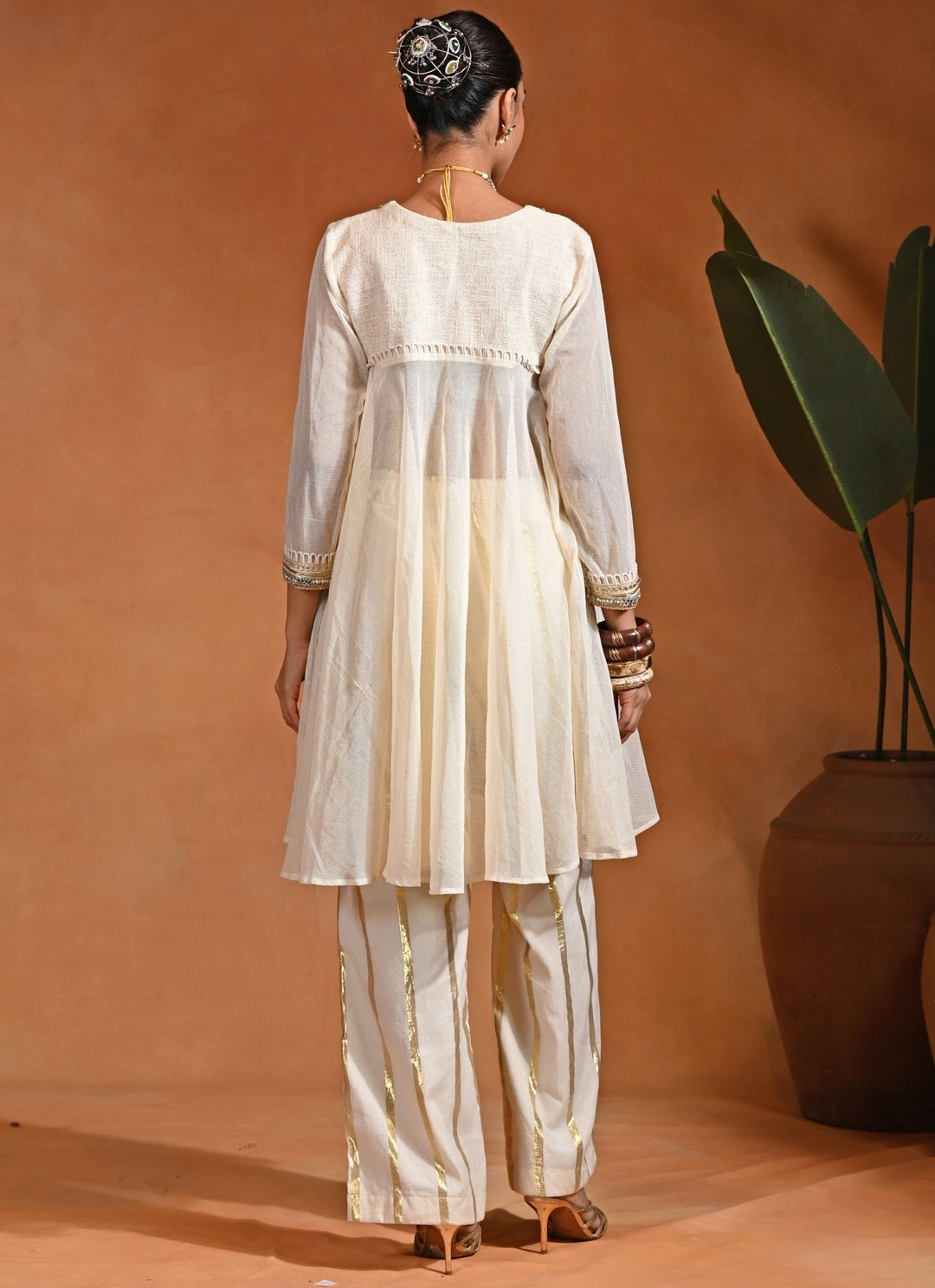 Ivory Linen Kurta Pants Set