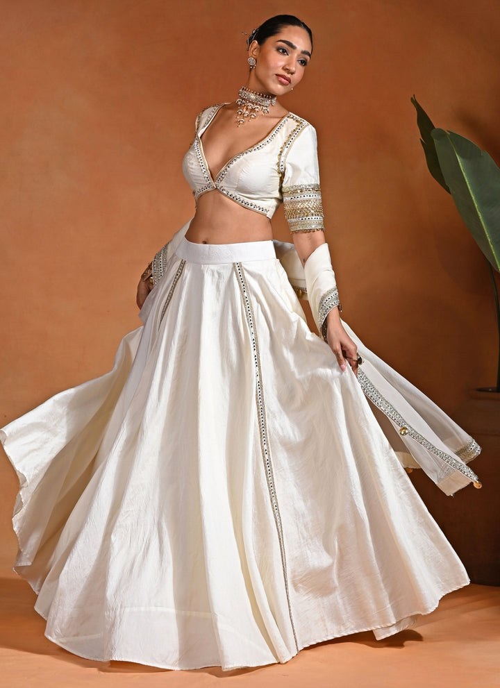 Ivory Silk Lehenga Set