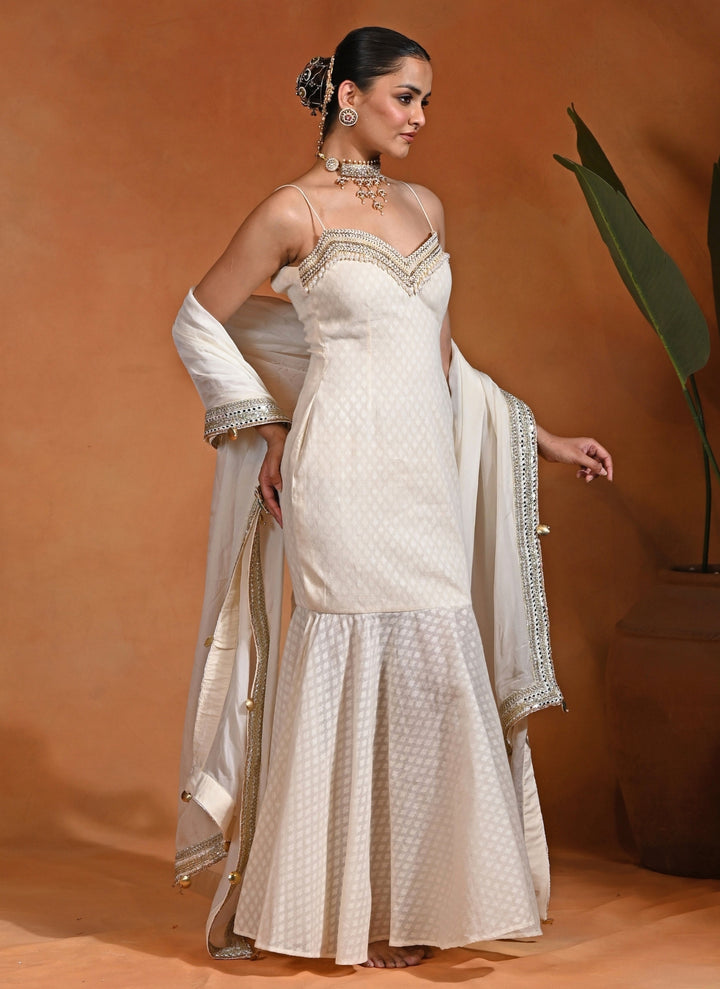 Ivory Cotton Jacquard Mermaid Gown