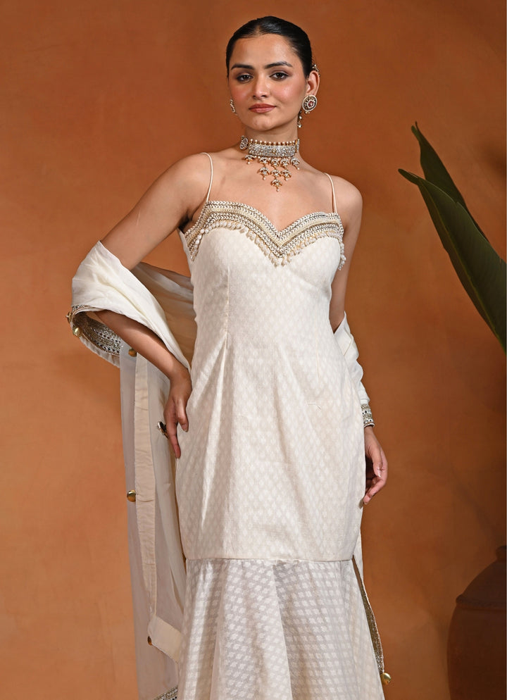 Ivory Cotton Jacquard Mermaid Gown