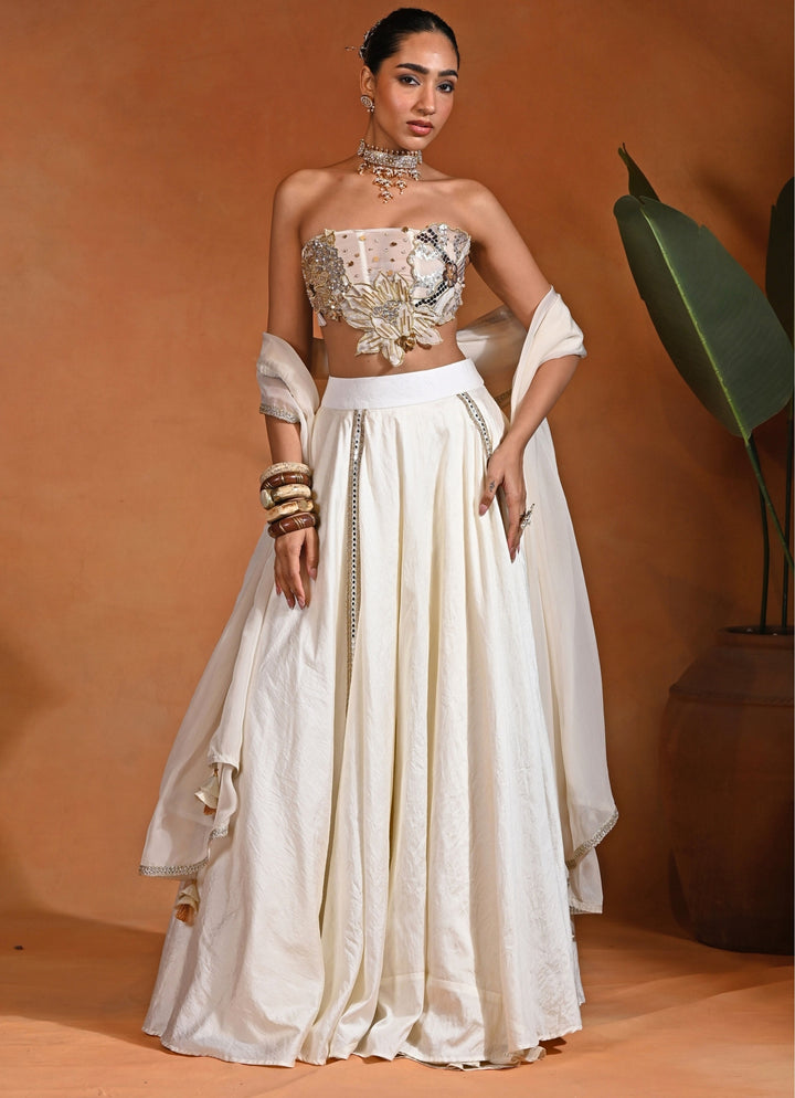 Ivory Silk Corset Lehenga Set
