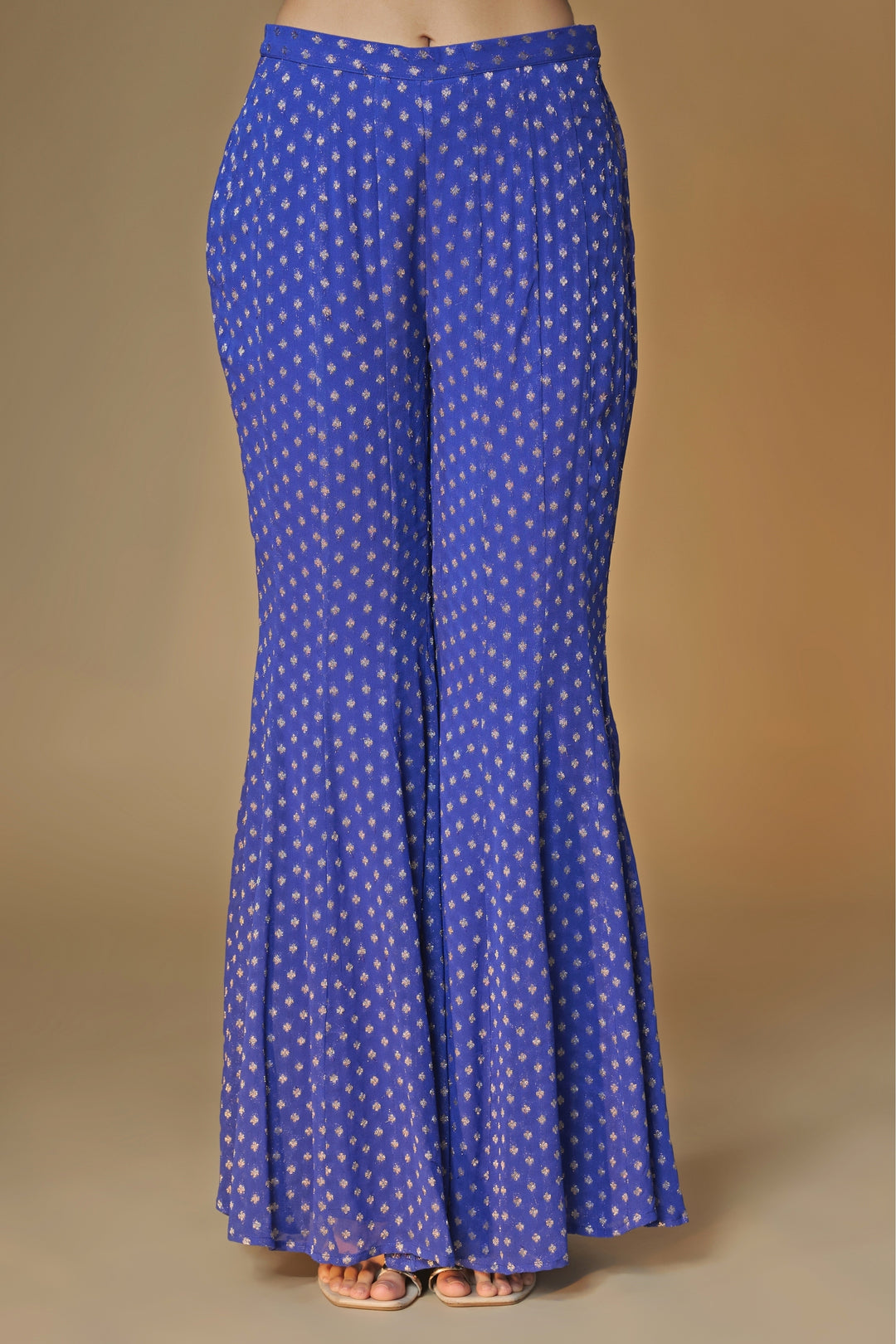Cobalt Blue Banarasi Silk Kurta Sharara Set