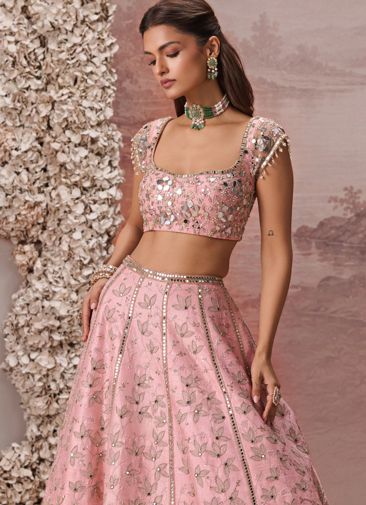 Blush Pink Raw Silk Lehenga