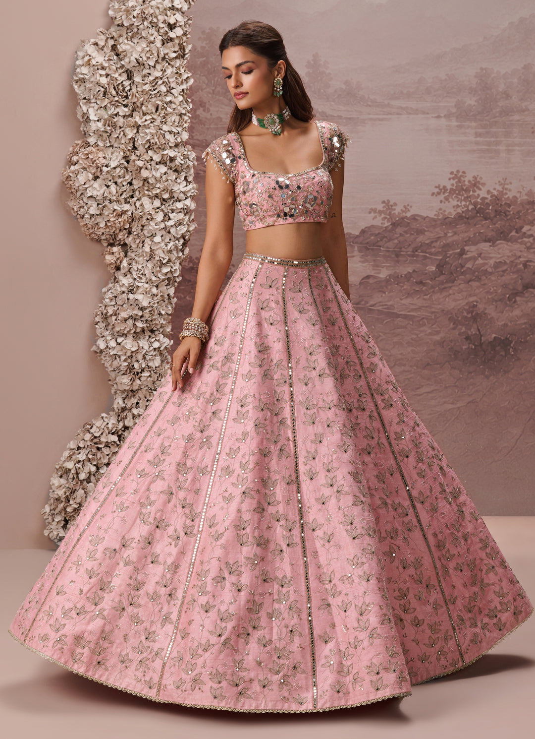Blush Pink Raw Silk Lehenga