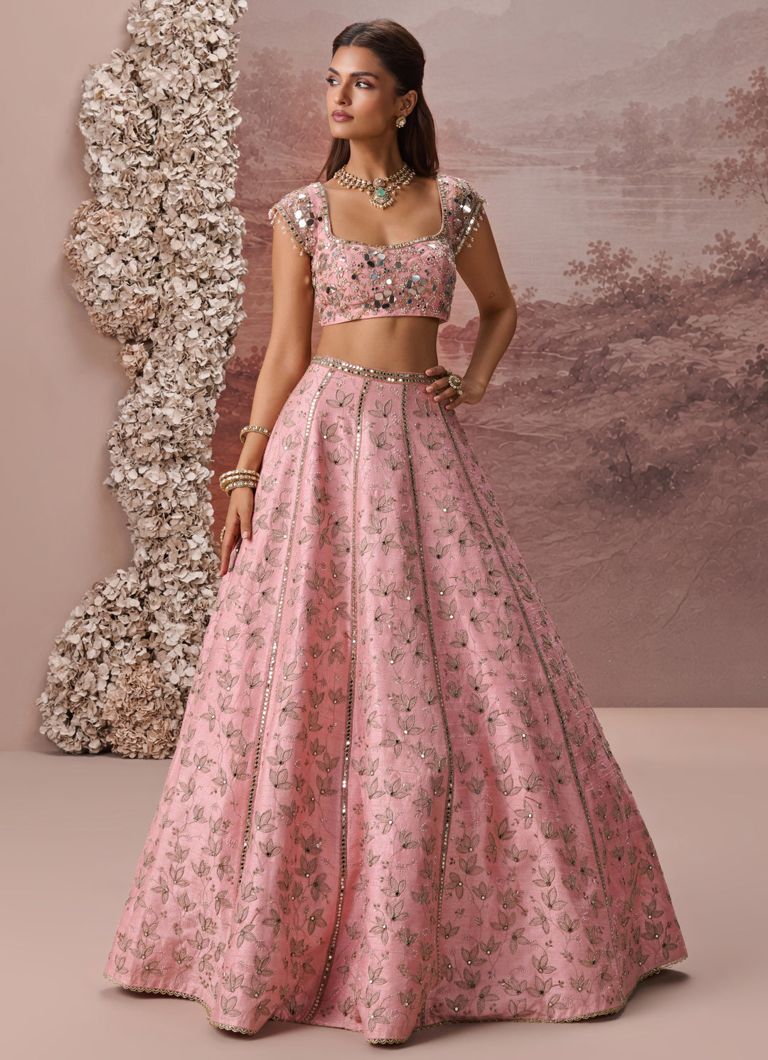 Blush Pink Raw Silk Lehenga