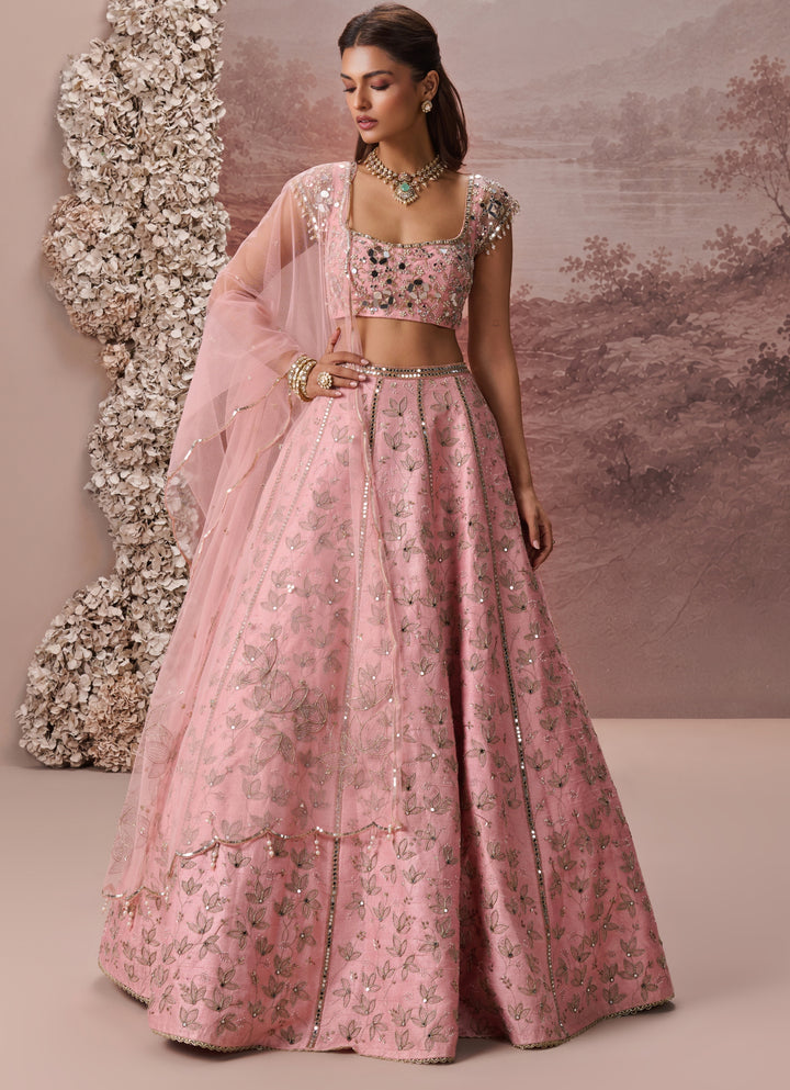 Blush Pink Raw Silk Lehenga