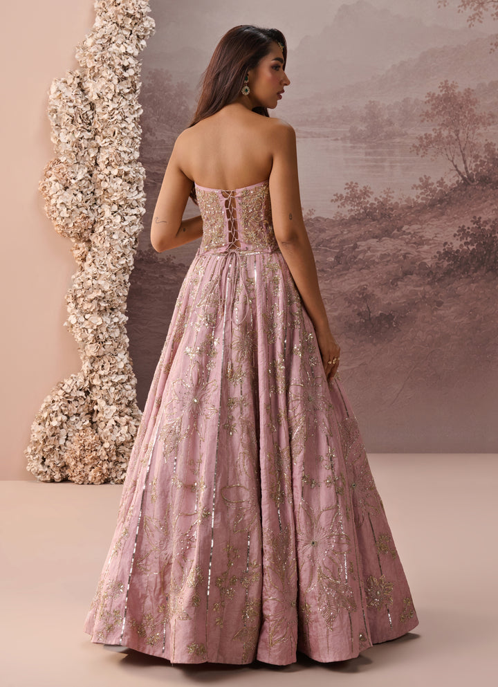 Lilac Tissue Corset Lehenga