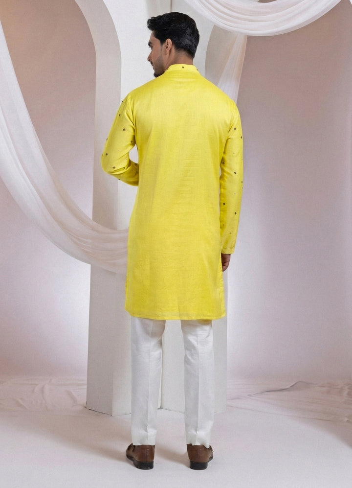 Yellow Chanderi Silk Kurta Set