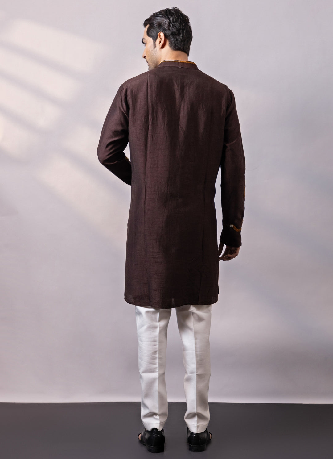 Brown Silk Kurta Pants Set