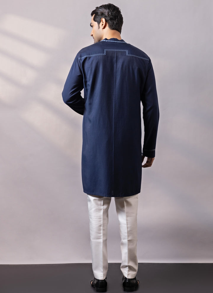 Midnight Blue Silk Kurta Pants Set