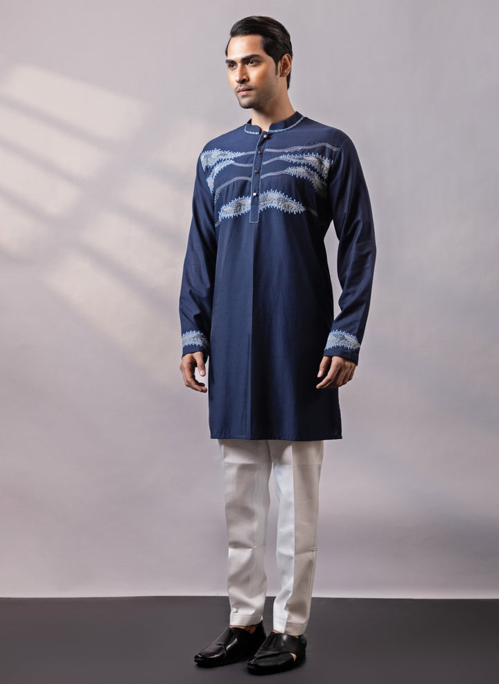 Midnight Blue Silk Kurta Pants Set