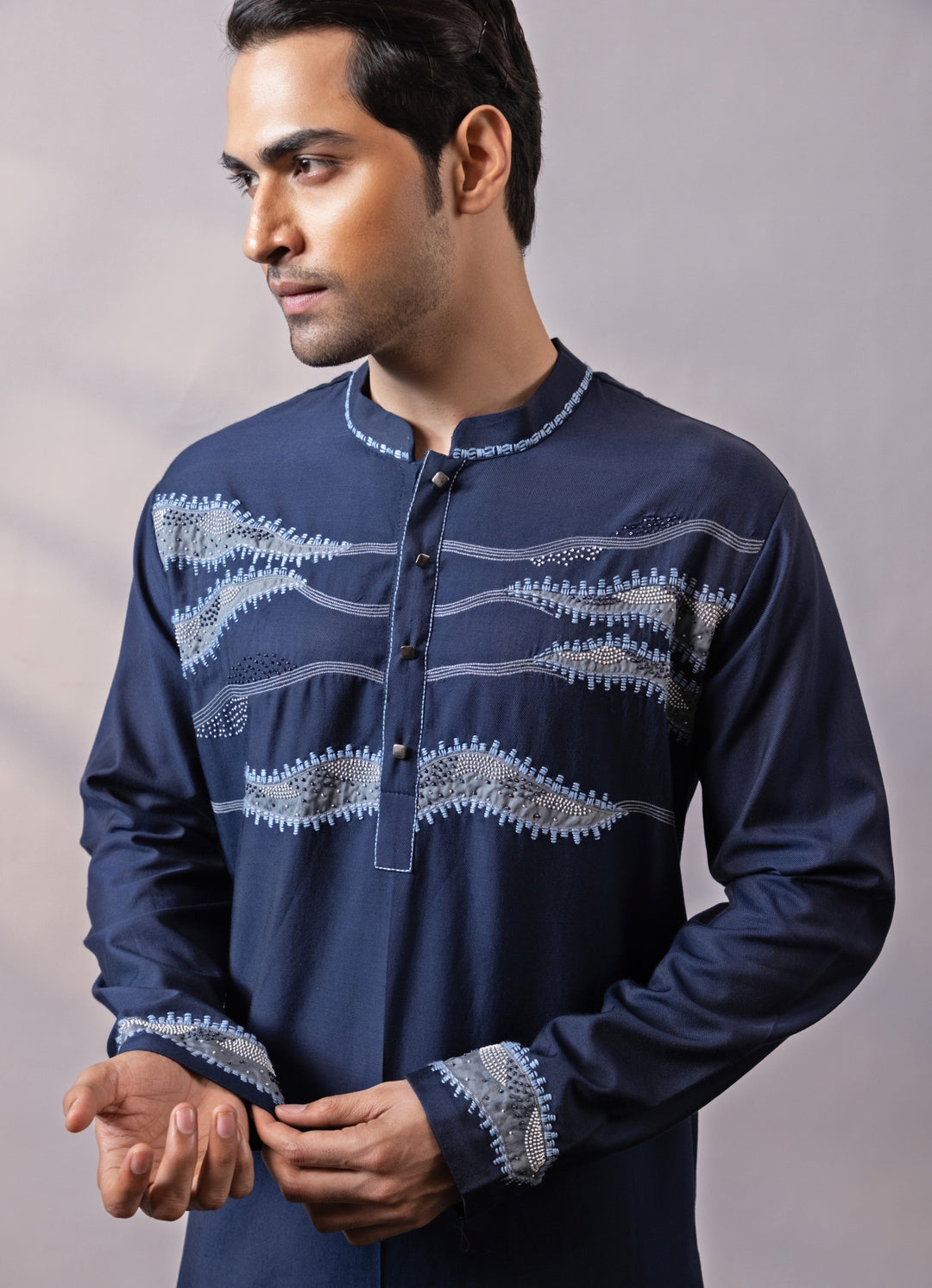 Midnight Blue Silk Kurta Pants Set