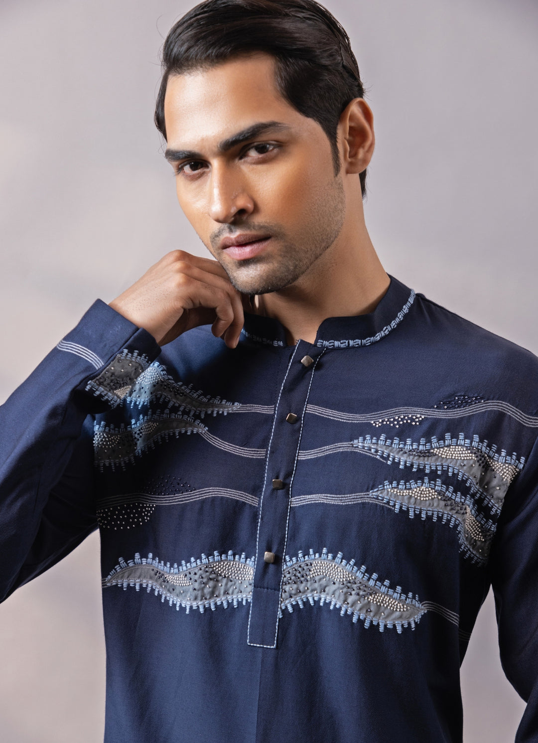 Midnight Blue Silk Kurta Pants Set