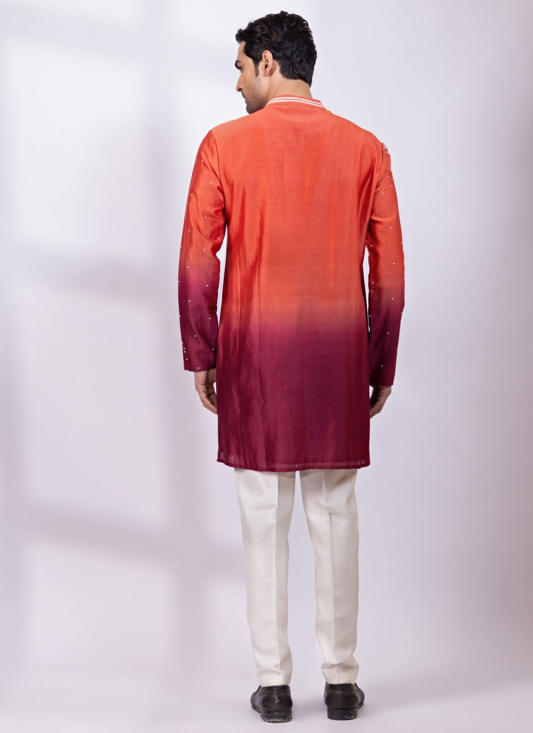 Crimson Red Chanderi Silk Ombre Kurta Set