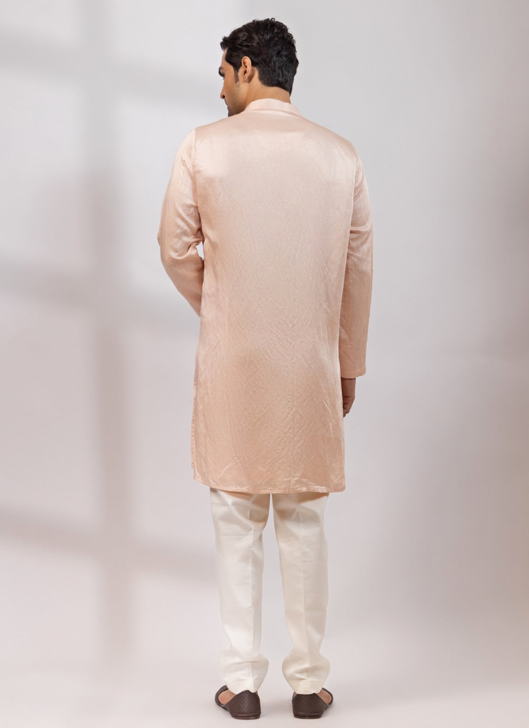 Blush Pink Linen Satin Kurta Pants Set