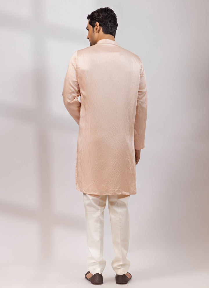 Blush Pink Linen Satin Kurta Pants Set