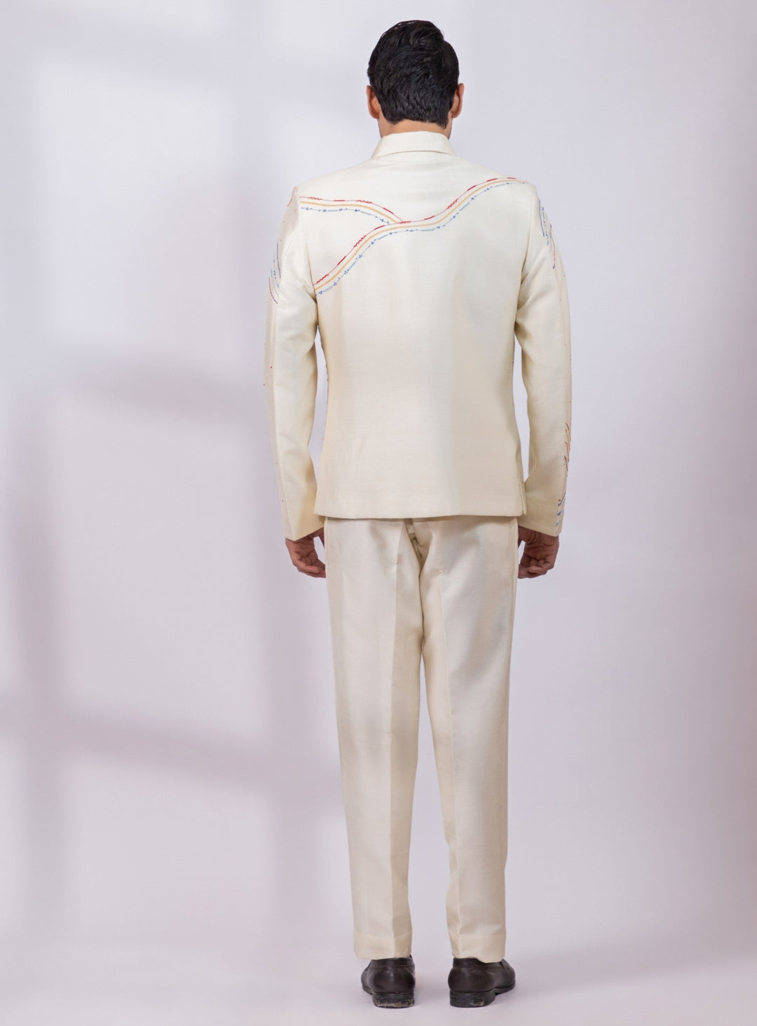 Cream Thread Embroidered Shacket Set