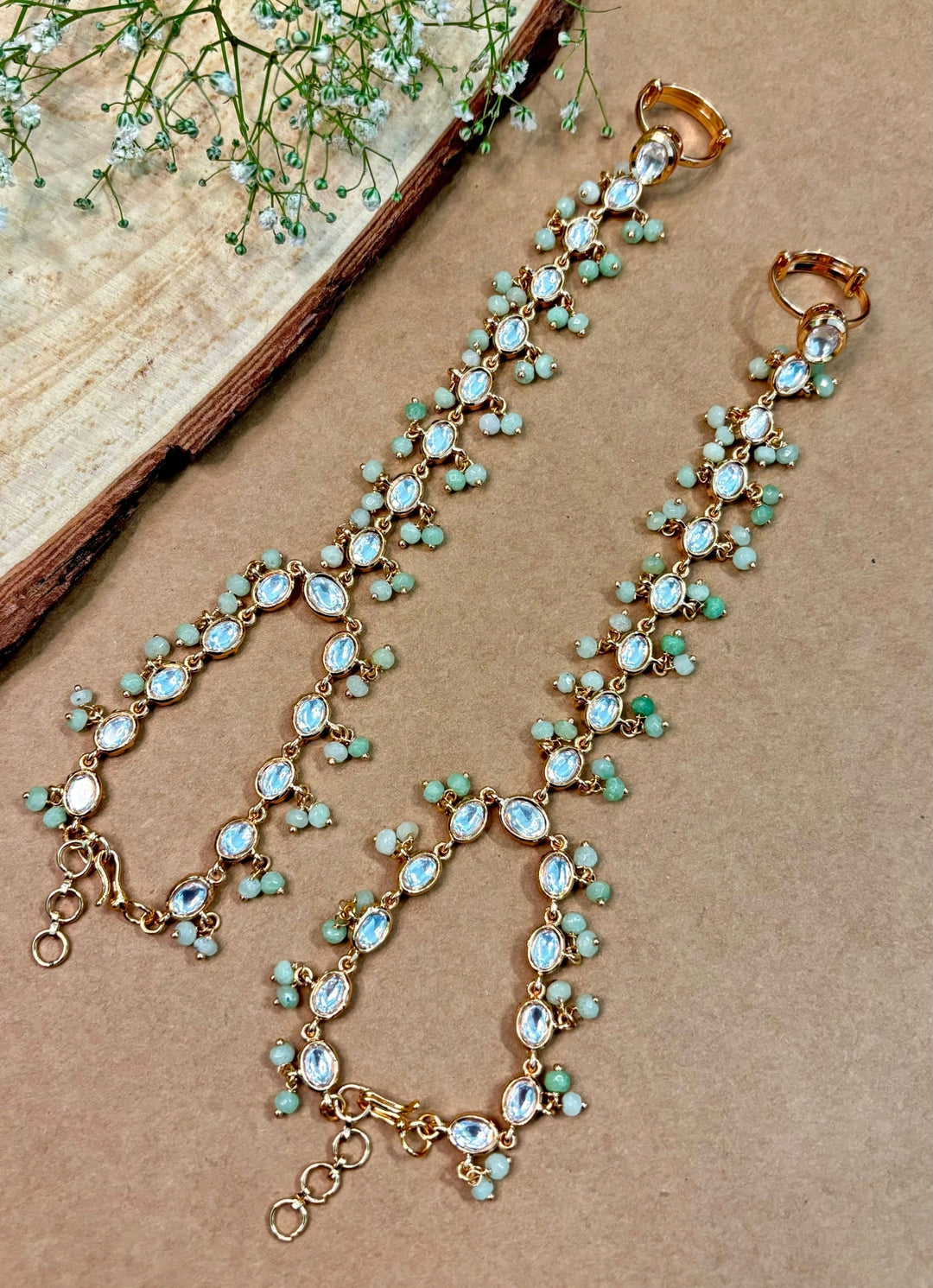 Pastel Green Beads Haathphool