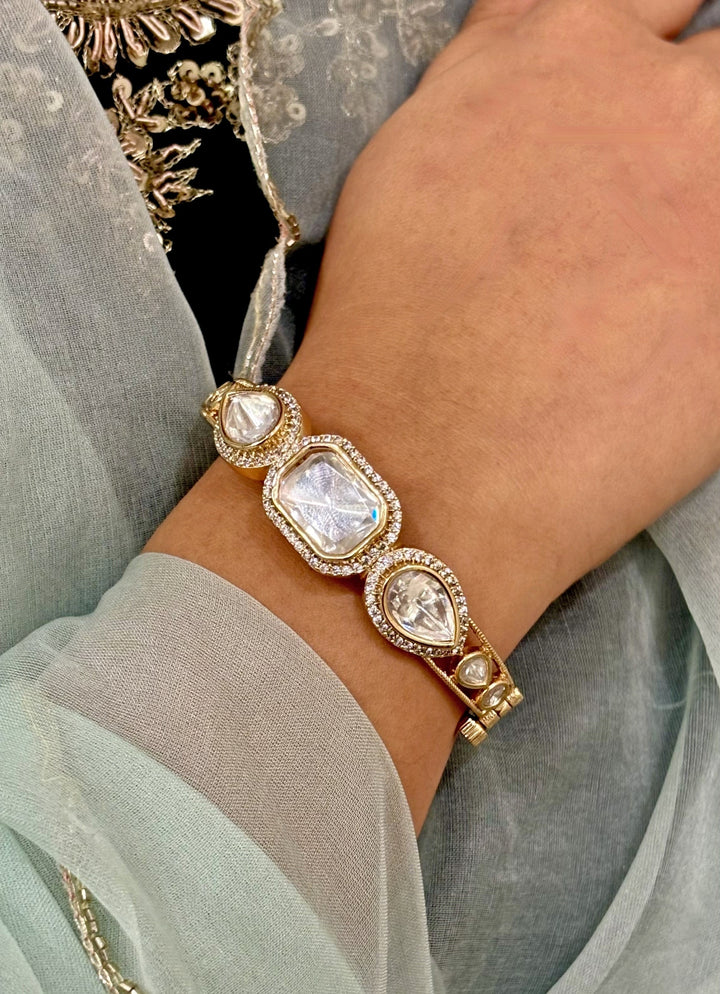 Gold Polki And Kundan Kada