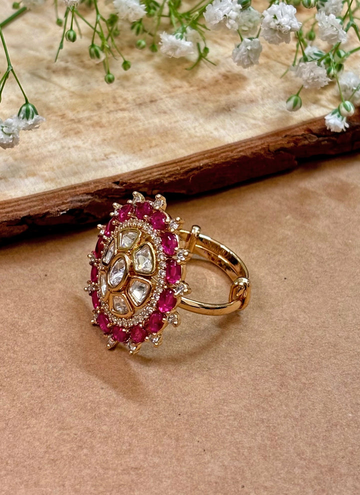Vintage Pink Kundan Ring