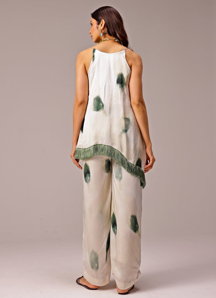 Ivory Georgette Satin Co-Ord Set