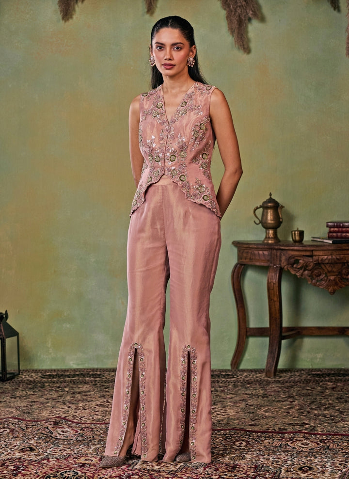 Dusty Pink Tissue Jacket Pants Set