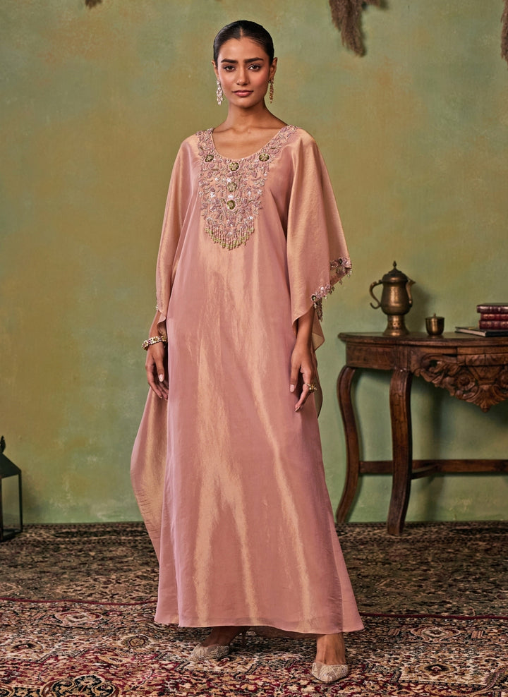 Dusty Pink Tissue Kaftan Pants Set
