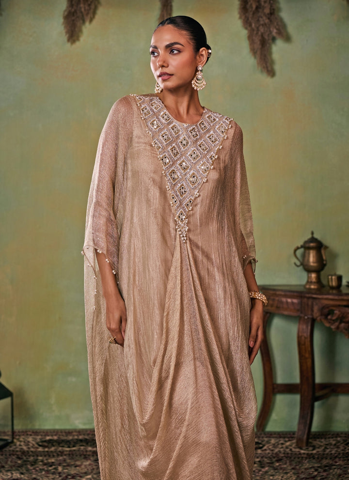 Gold Tissue Kaftan Pants Set