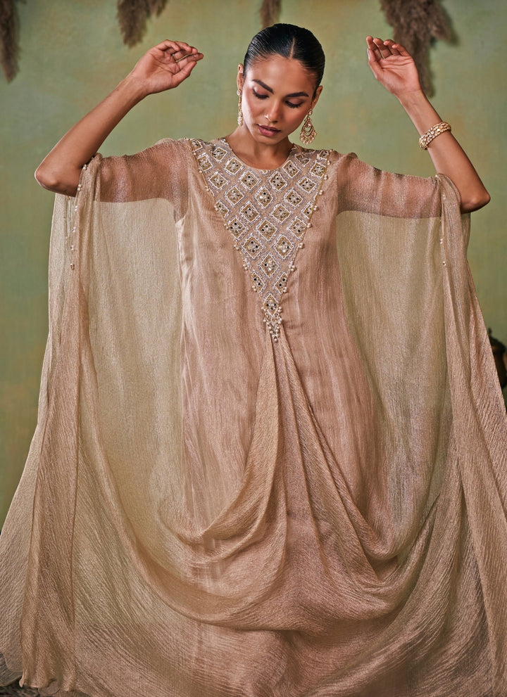 Gold Tissue Kaftan Pants Set