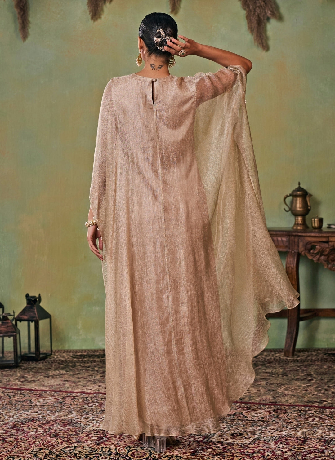 Gold Tissue Kaftan Pants Set