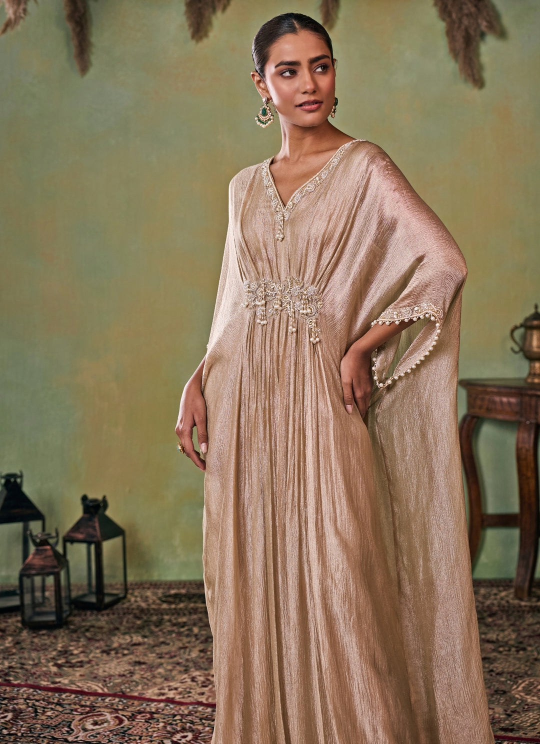 Gold Embroidered Tissue Kaftan