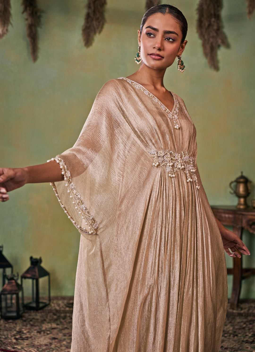 Gold Embroidered Tissue Kaftan