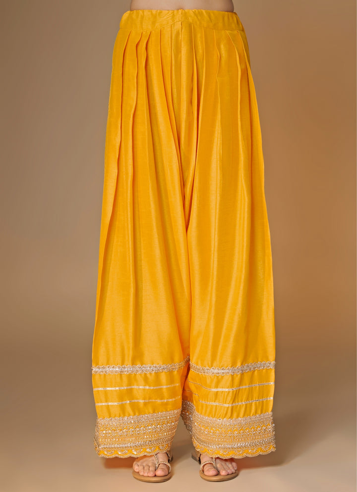 Yellow Brocade Silk Kurta Salwar Set