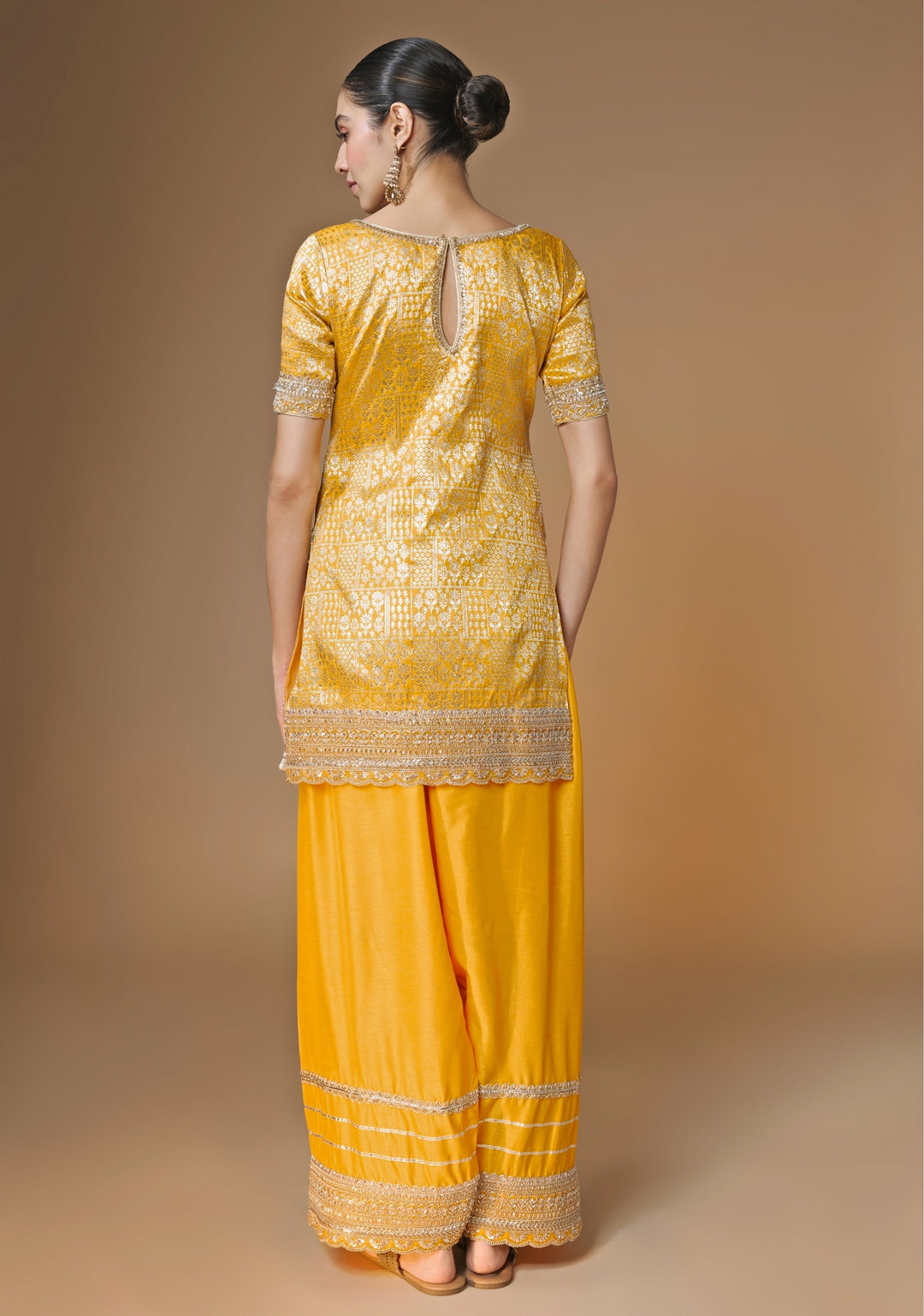Yellow Brocade Silk Kurta Salwar Set