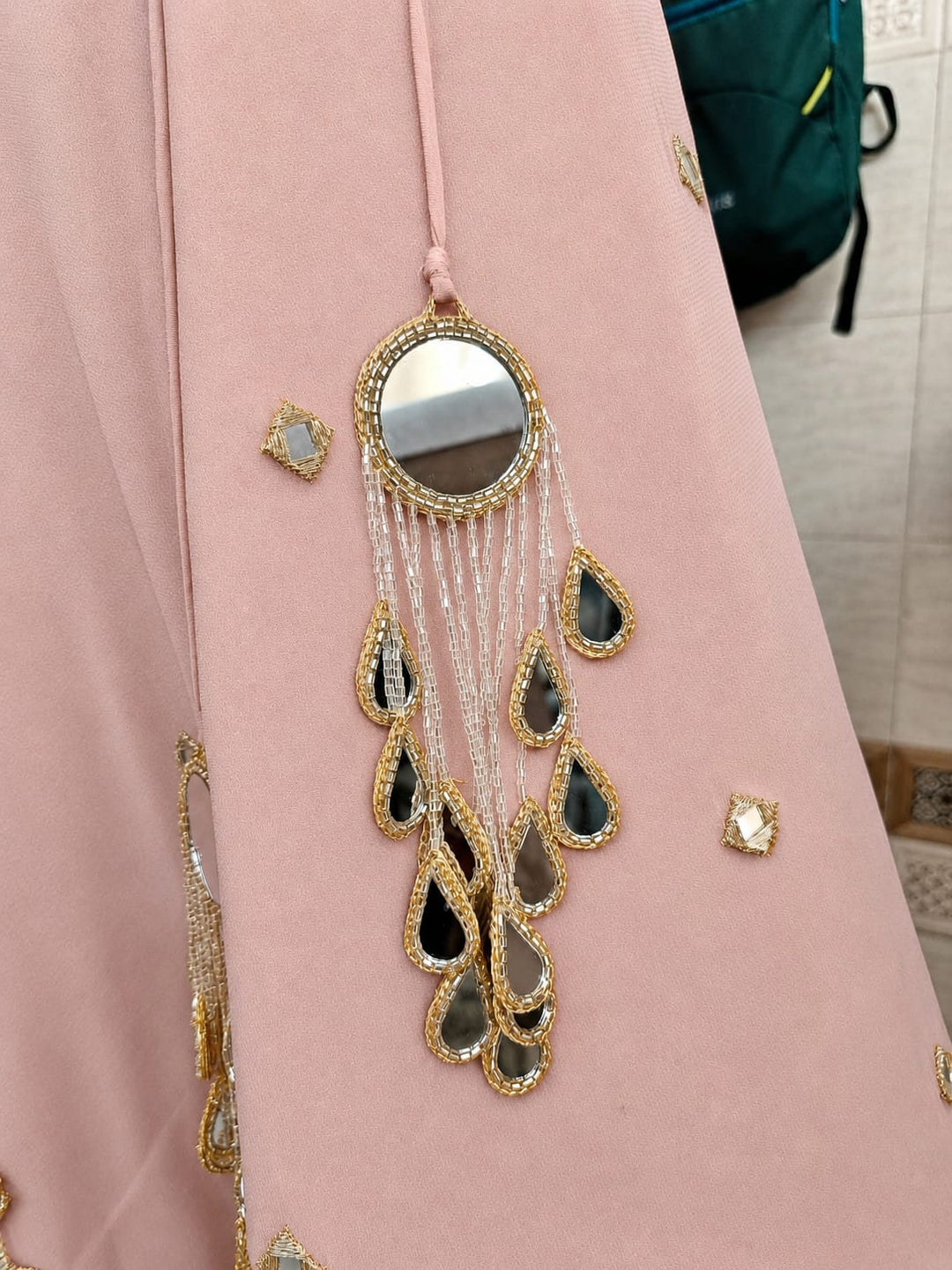 Pastel Pink and Rose Gold Organza Lehenga with Corset Blouse