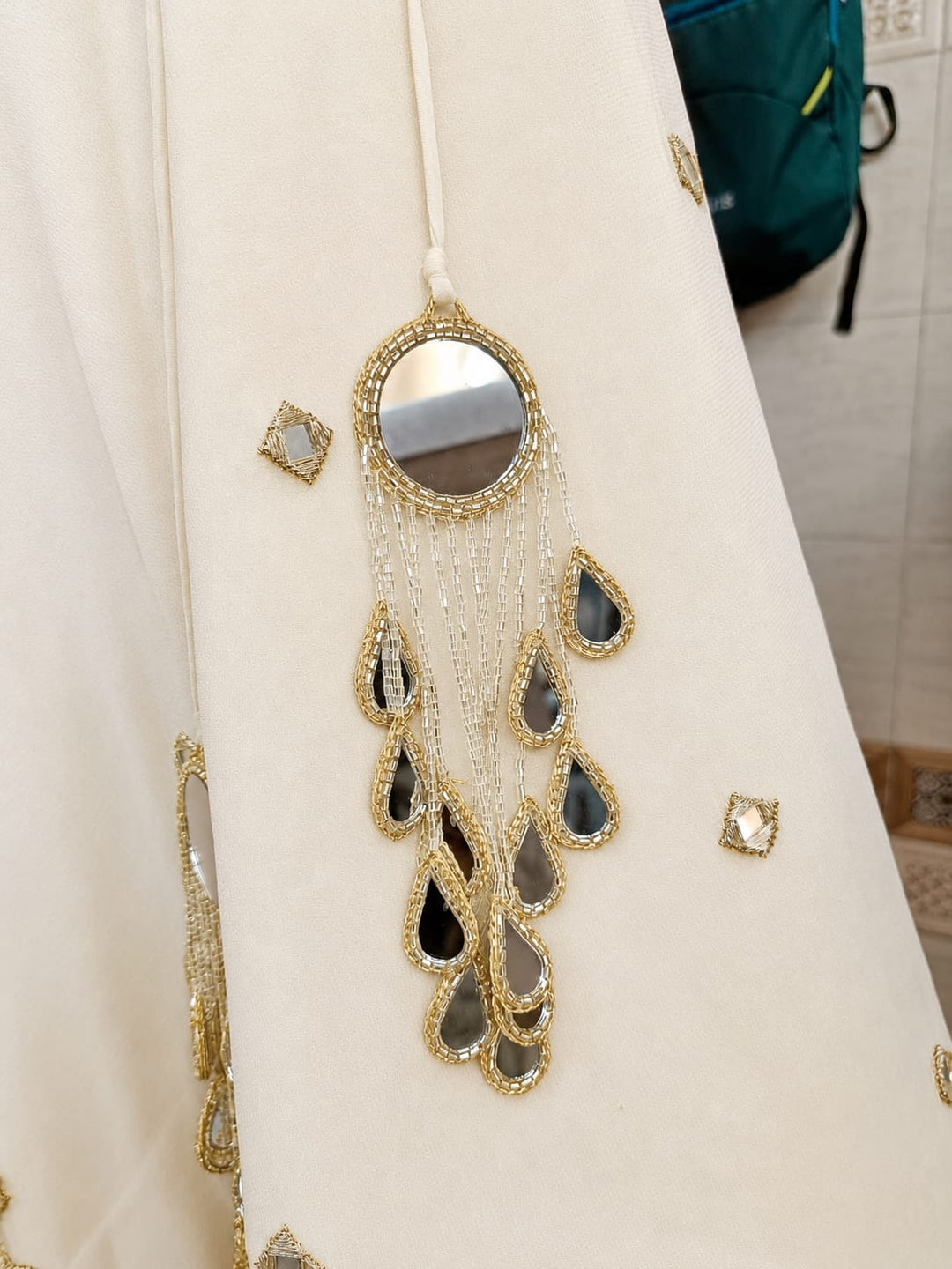 Ivory and Muted Gold Organza Lehenga with Corset Blouse