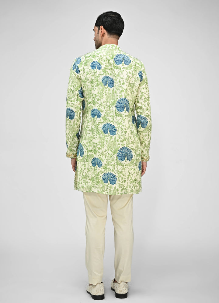 Green Printed Kurta Pants Set